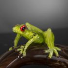 Figurine in the Shape of a Frog on a Branch in Colored Glass Made in Italy - Froggy Viadurini