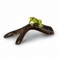 Frog-Shaped Statue on Branch in Colored Glass Made in Italy - Froggy