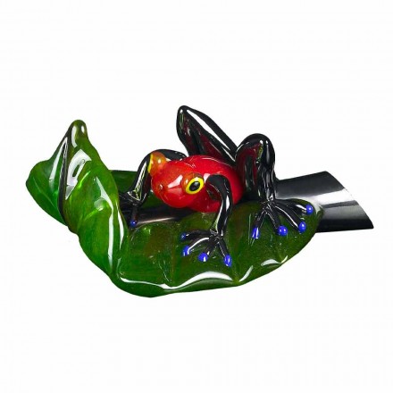 Decorative Figurine in the Shape of a Frog on Glass Leaf Made in Italy - Leaf Viadurini