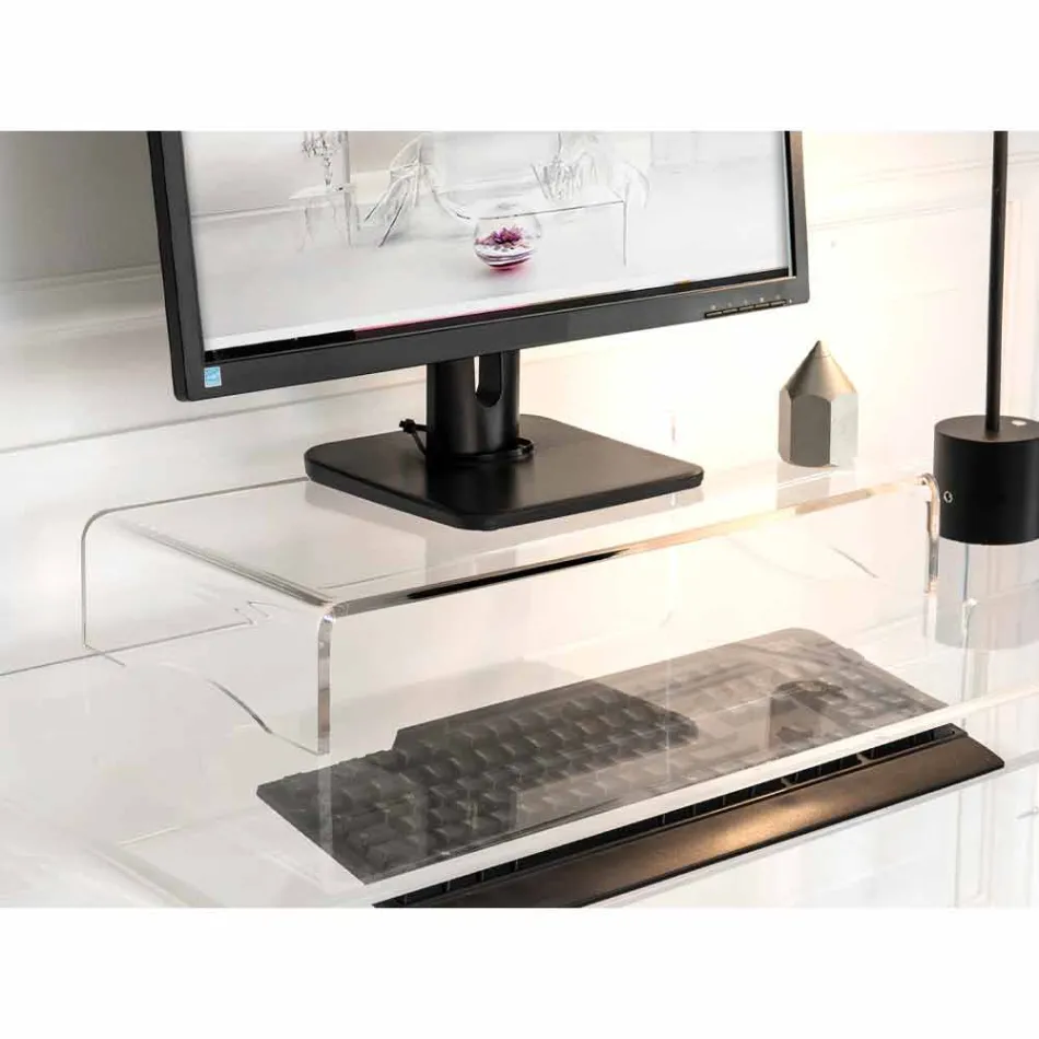 Monitor Stand in Transparent or Smoked Plexiglass Italian Design - Nerd Viadurini