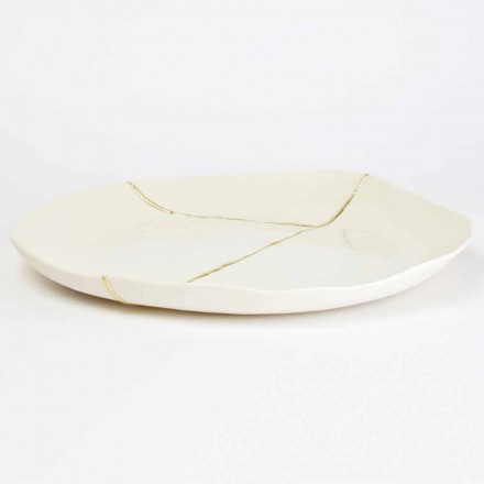 Design Round Pocket Tray in White Porcelain and Gold Leaf - Cicatroro Viadurini