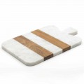 White Carrara Marble and Wood Made in Italy Design Cutting Board - Evea