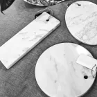 Round Design White Carrara Marble Cutting Board Made in Italy - Masha Viadurini