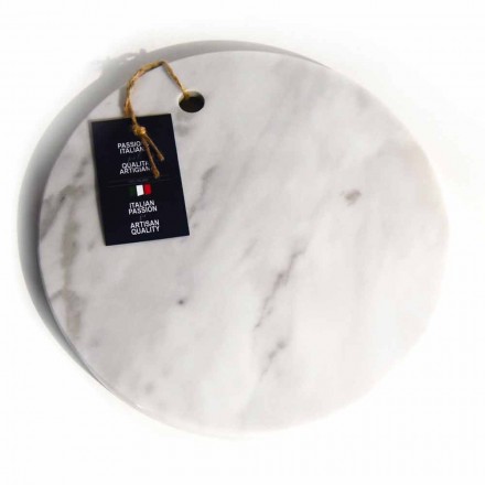 Round Design White Carrara Marble Cutting Board Made in Italy - Masha Viadurini