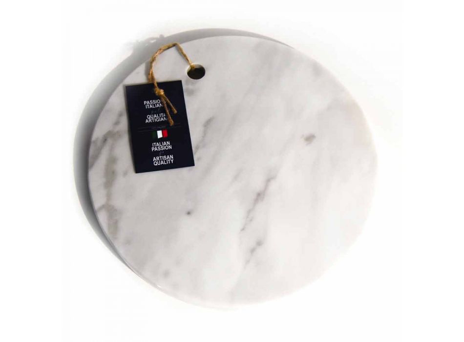 Round Design White Carrara Marble Cutting Board Made in Italy - Masha Viadurini