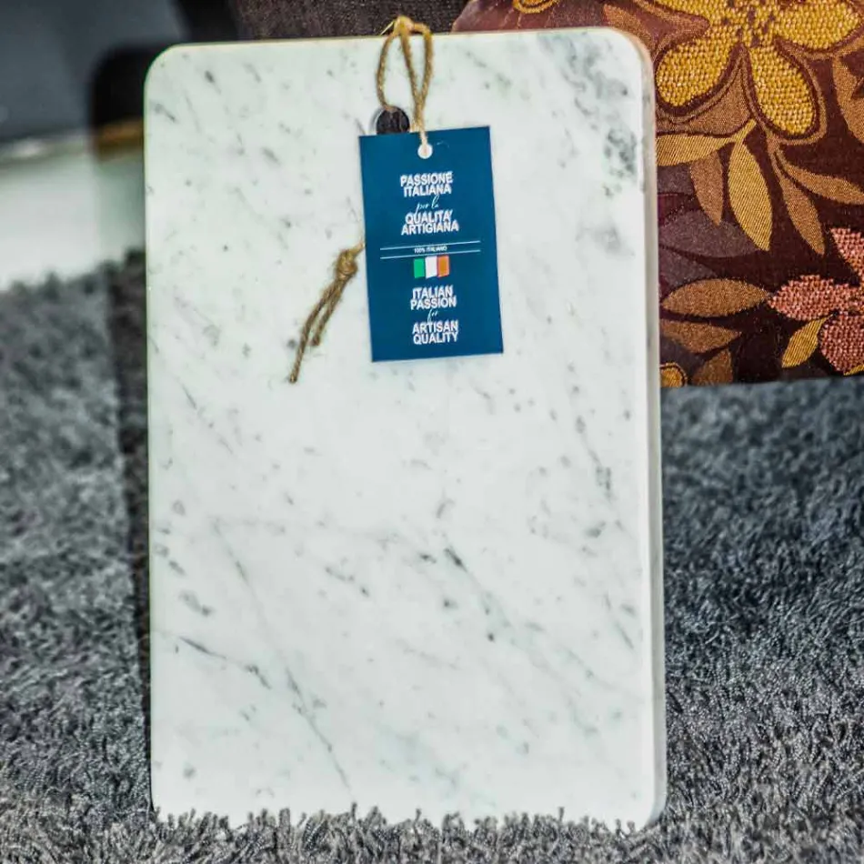 Cutting board in Carrarra White Marble of Made in Italy Design - Masha Viadurini