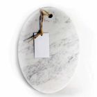 Modern Oval Cutting Board in White Carrara Marble Made in Italy - Masha Viadurini