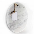Modern Oval Cutting Board in White Carrara Marble Made in Italy - Masha