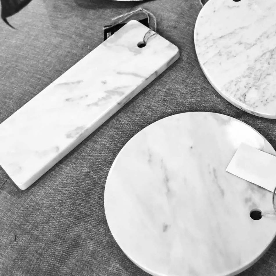 Rectangular Cutting Board in White Carrara Marble Made in Italy - Masha Viadurini
