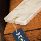 Rectangular Cutting Board in White Carrara Marble Made in Italy - Masha Viadurini