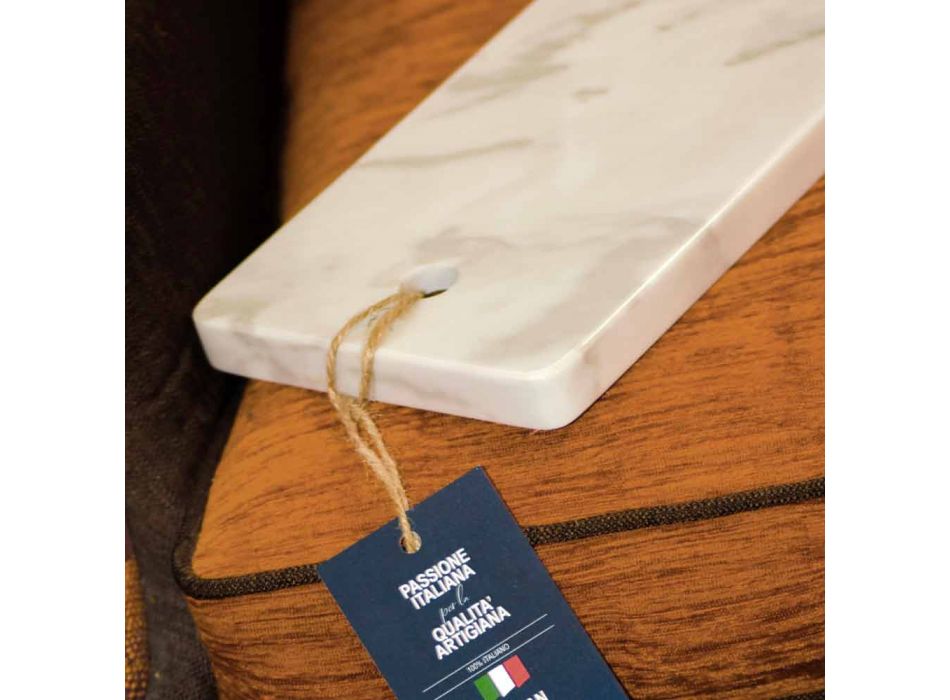 Rectangular Cutting Board in White Carrara Marble Made in Italy - Masha Viadurini