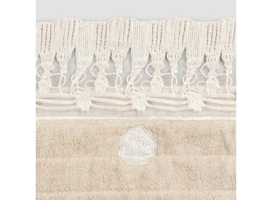 Rectangular Bath Mat in Cotton Sponge with Luxury Tassel Lace - Lippon Viadurini