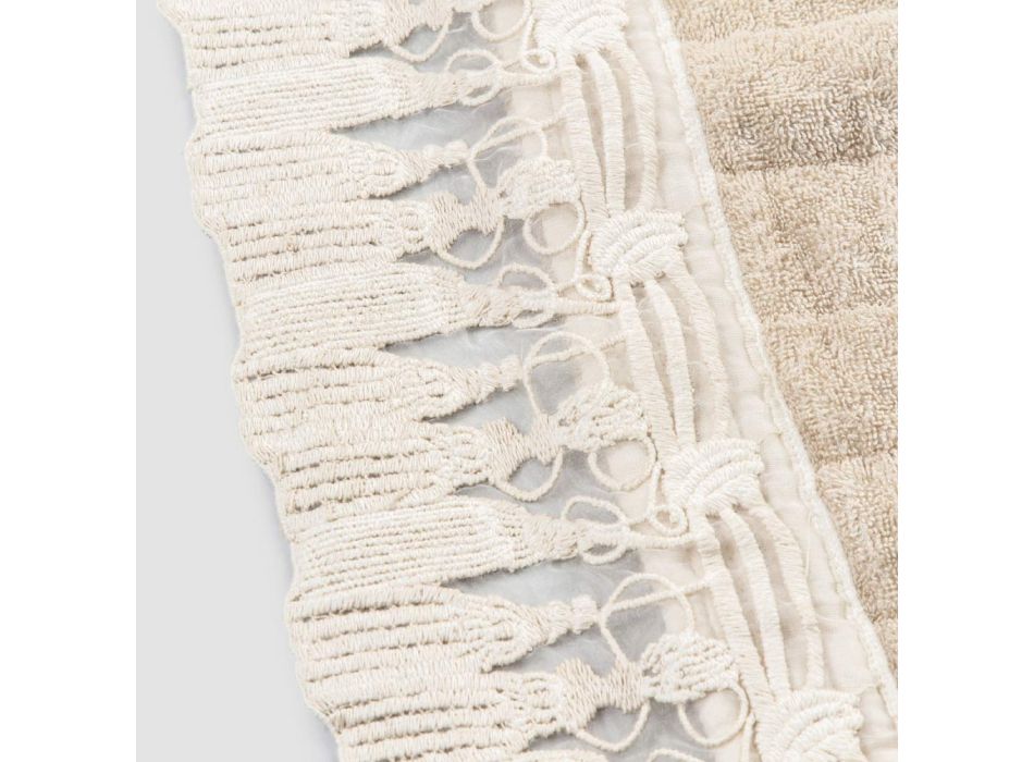 Rectangular Bath Mat in Cotton Sponge with Luxury Tassel Lace - Lippon Viadurini