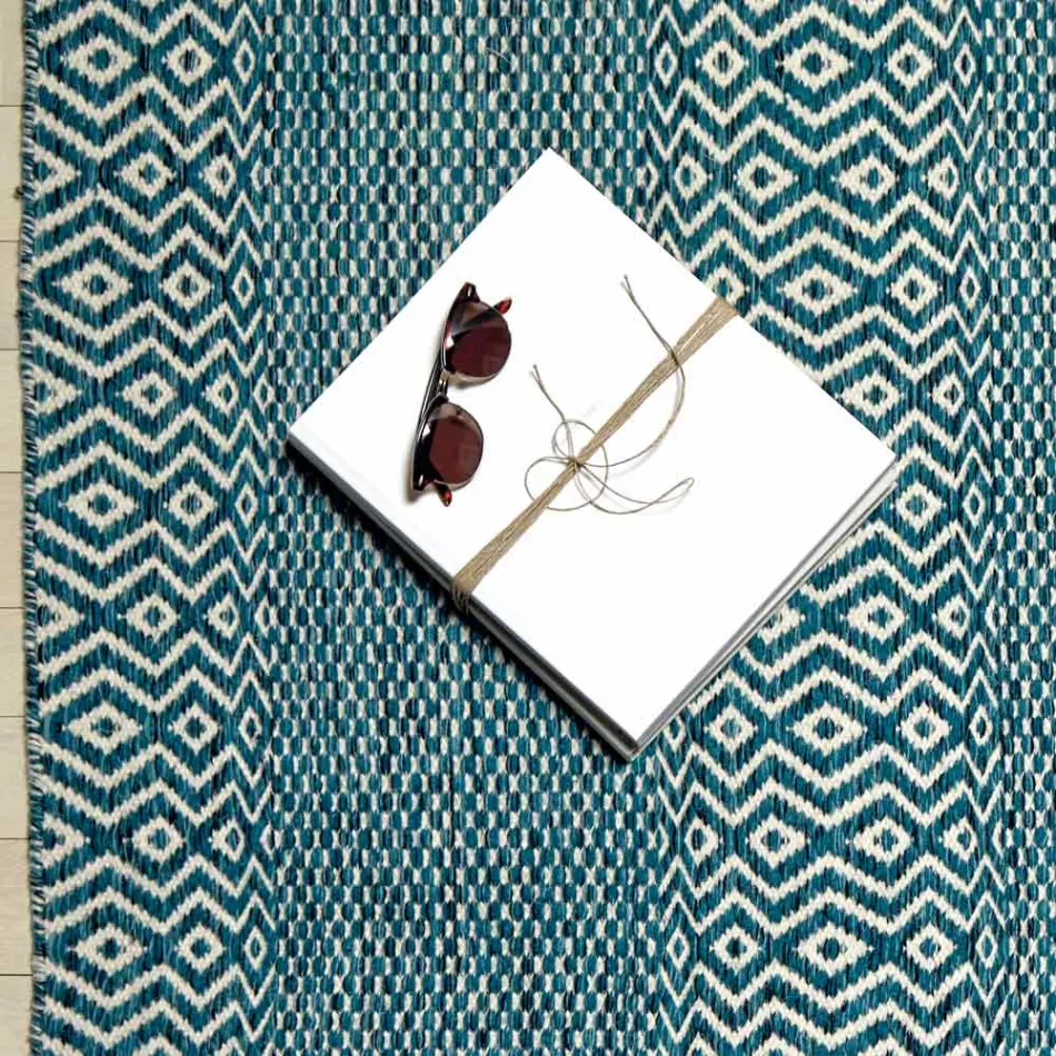 Modern Design Living Room Carpet in Handmade Wool and Cotton - Minera Viadurini