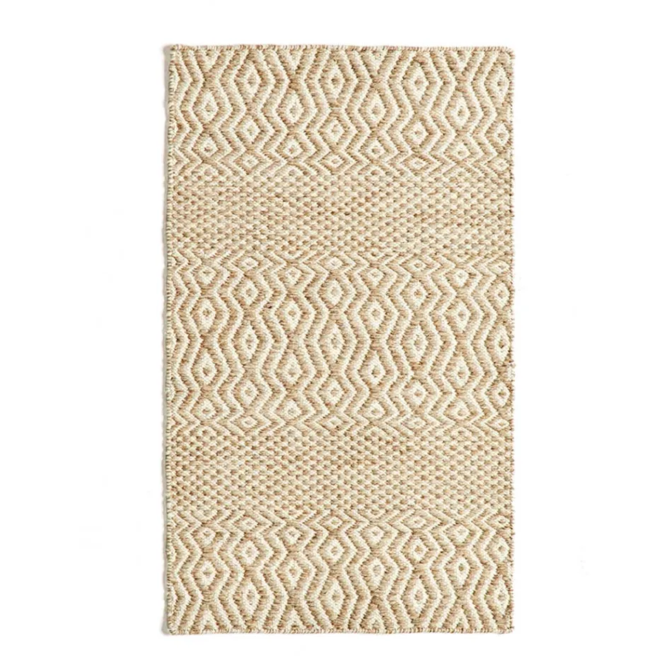 Modern Design Living Room Carpet in Handmade Wool and Cotton - Minera Viadurini
