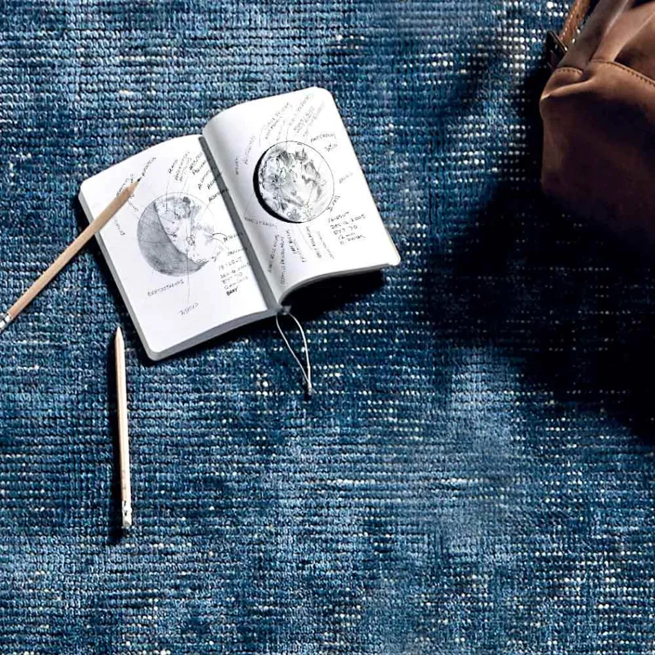 Living room carpet in Cotton, Viscose and Wool Produced on a manual loom - Melita Viadurini