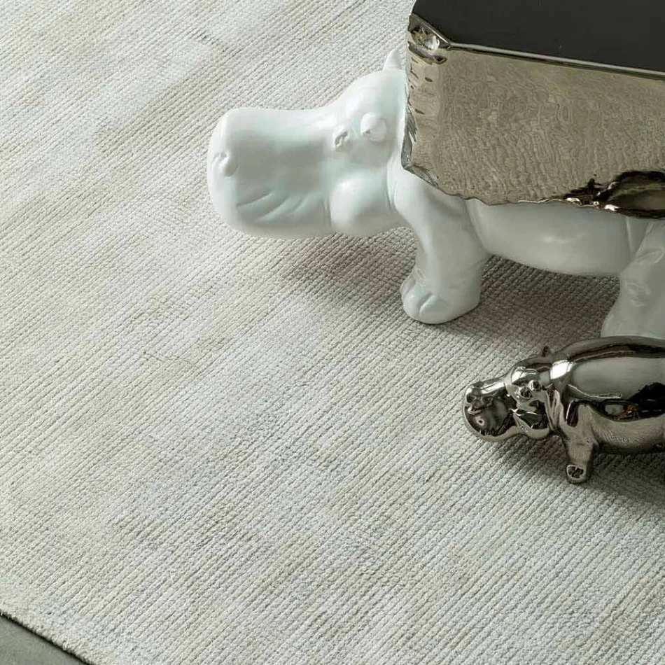 Modern Living Room Rug in Cotton and Viscose, Hand Woven - Silky Viadurini