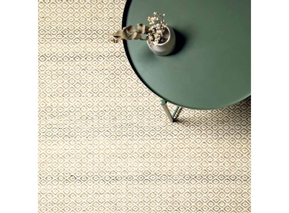 Hand-Woven Living Room Carpet in Wool and Cotton Modern Design - Rivet Viadurini