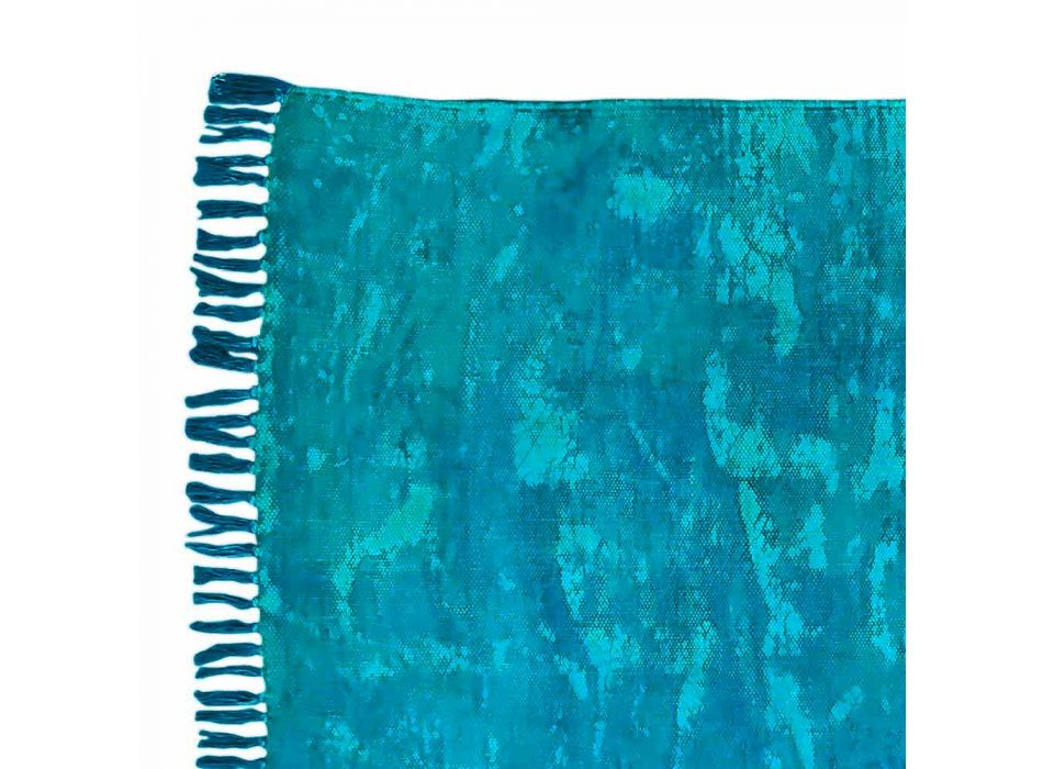 Ethnic Colored Rectangular Fabric Rug with Tassels - Fibraù Viadurini