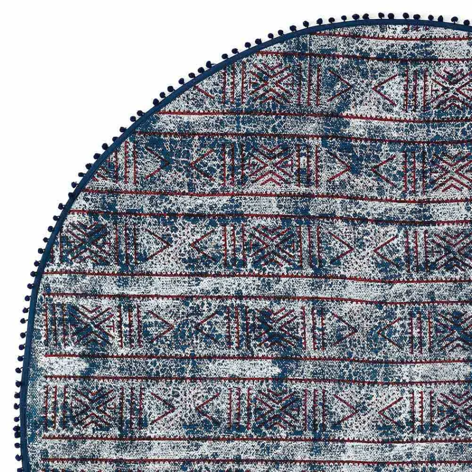 Round Ethnic Rug in Colored Cotton Fabric - Fiber Viadurini