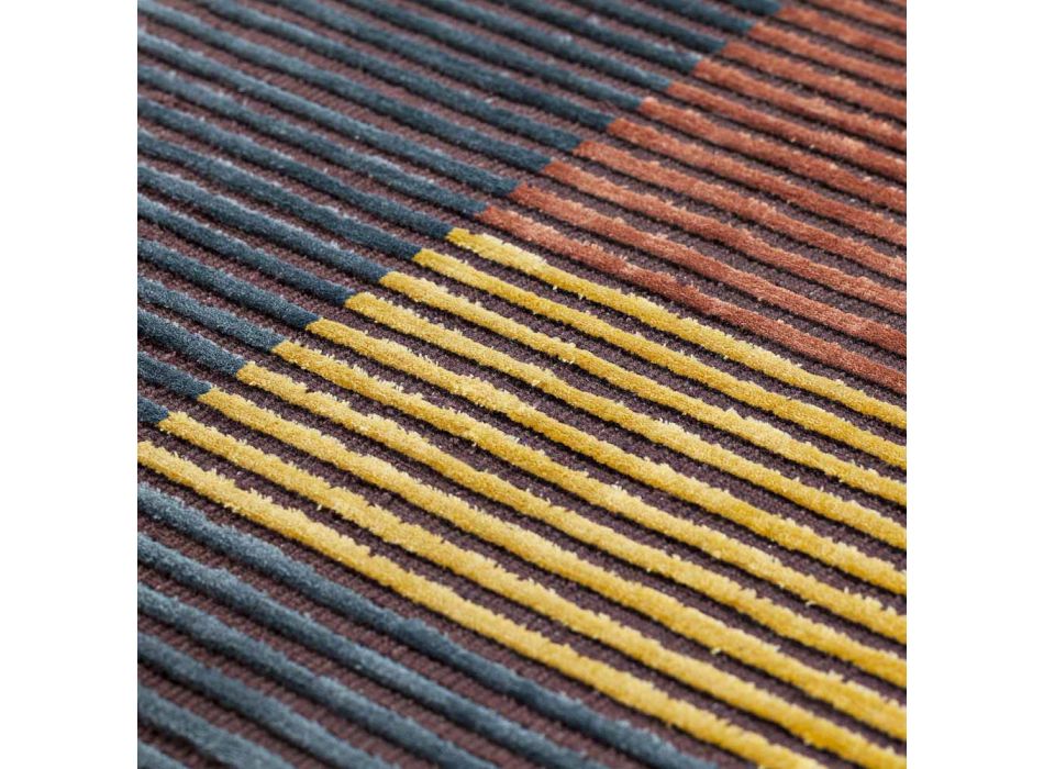 Handmade Modular Colored Viscose Rug Woven in India - Gilberto Viadurini