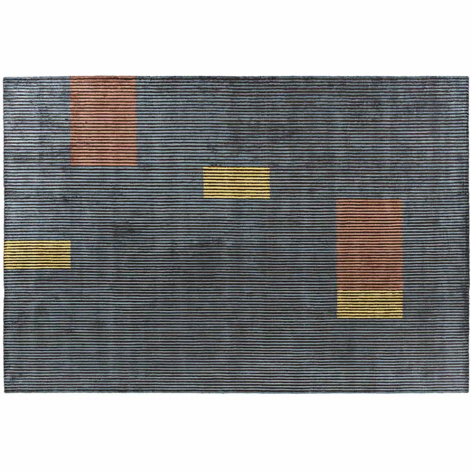 Handmade Modular Colored Viscose Rug Woven in India - Gilberto Viadurini