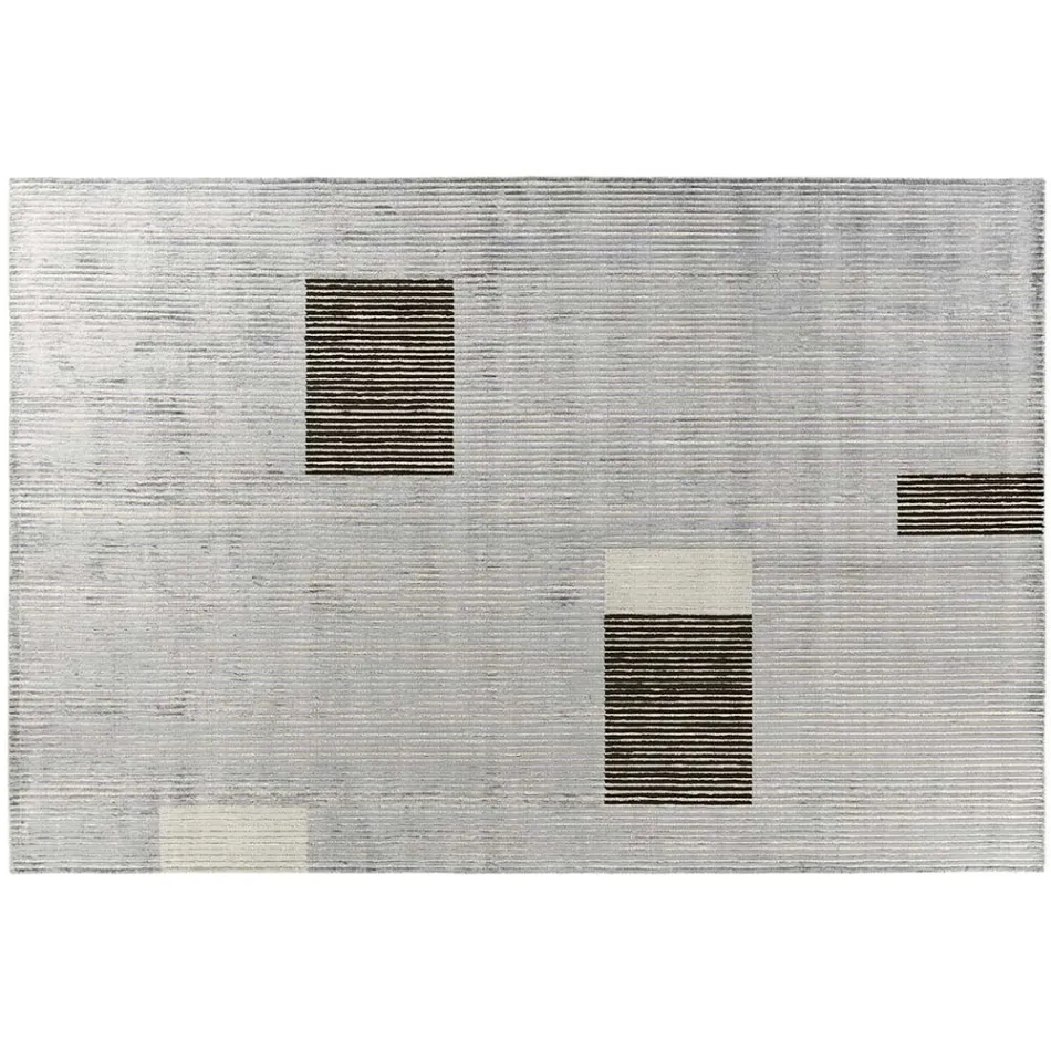 Handmade Modular Colored Viscose Rug Woven in India - Gilberto Viadurini