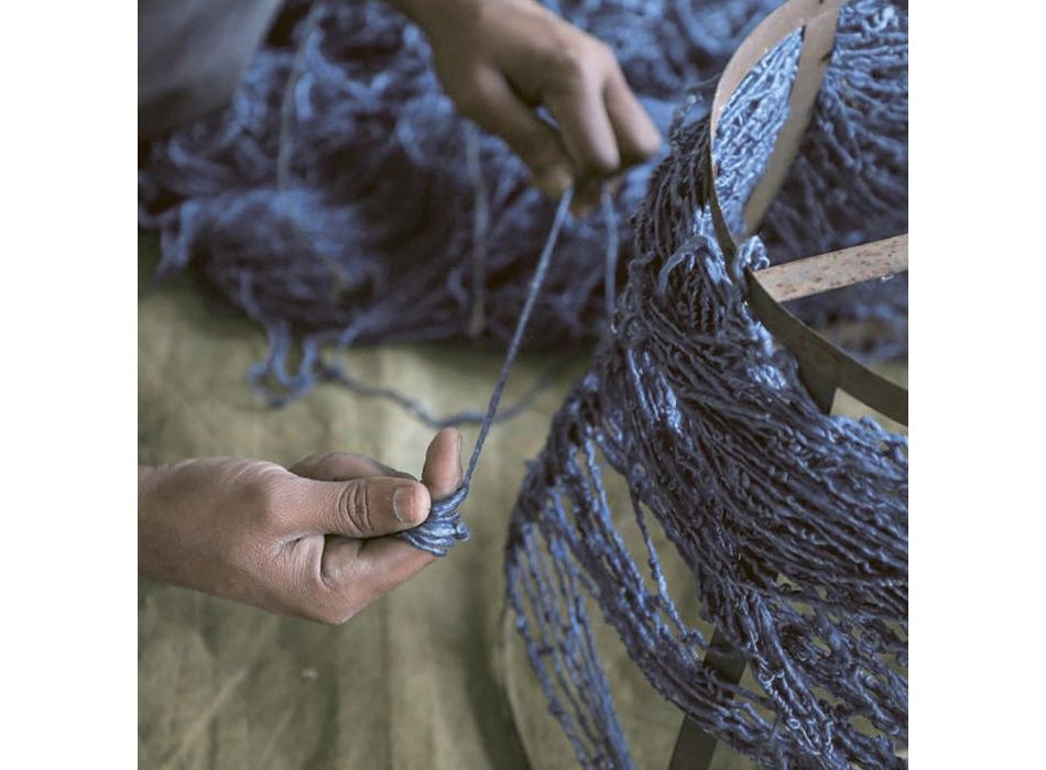 Handmade Rug Woven in India High Quality Wool and Bamboo Silk - Anella Viadurini