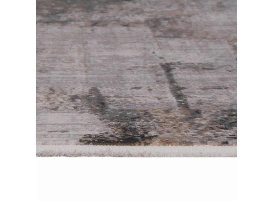 Gray Beige Anti-Slip Rug in Viscose and Acrylic with Design - President