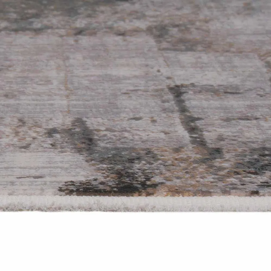 Gray Beige Anti-Slip Rug in Viscose and Acrylic with Design - President Viadurini