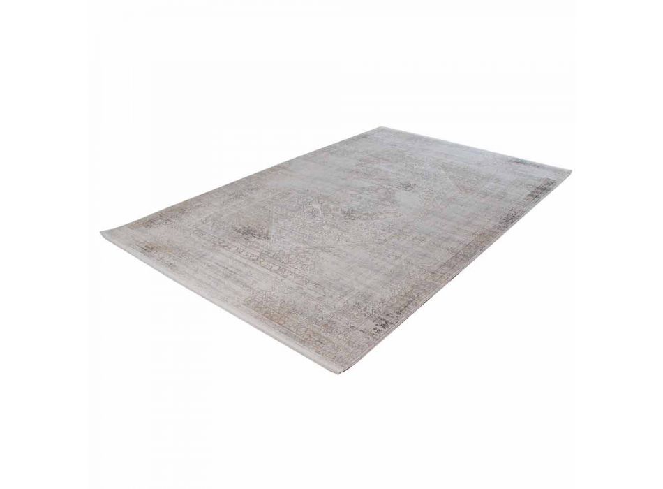 Acrylic and Viscose Anti-Slip Rug with Gray Beige Design - President