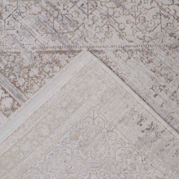 Acrylic and Viscose Anti-Slip Rug with Gray Beige Design - President