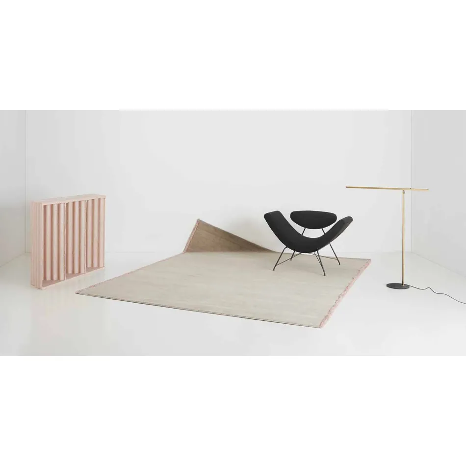 Viscose and Cotton Rug with Colored Fringes in Silk Modern Design - Garbino Viadurini