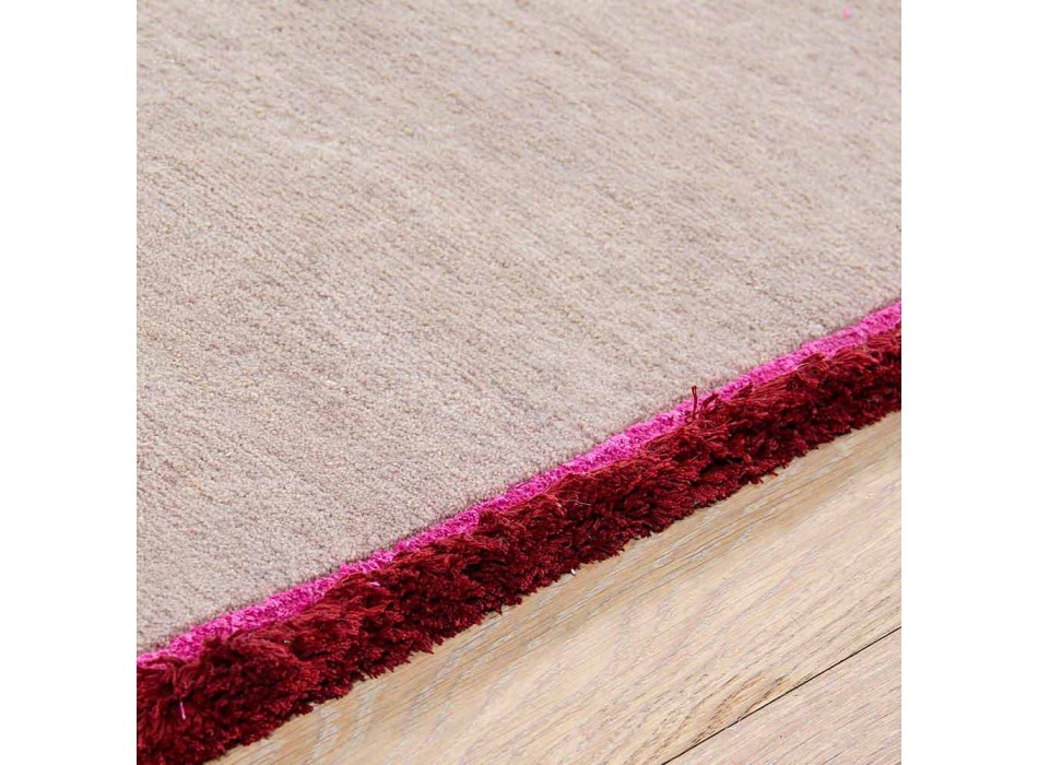 Viscose and Cotton Rug with Colored Fringes in Silk Modern Design - Garbino Viadurini