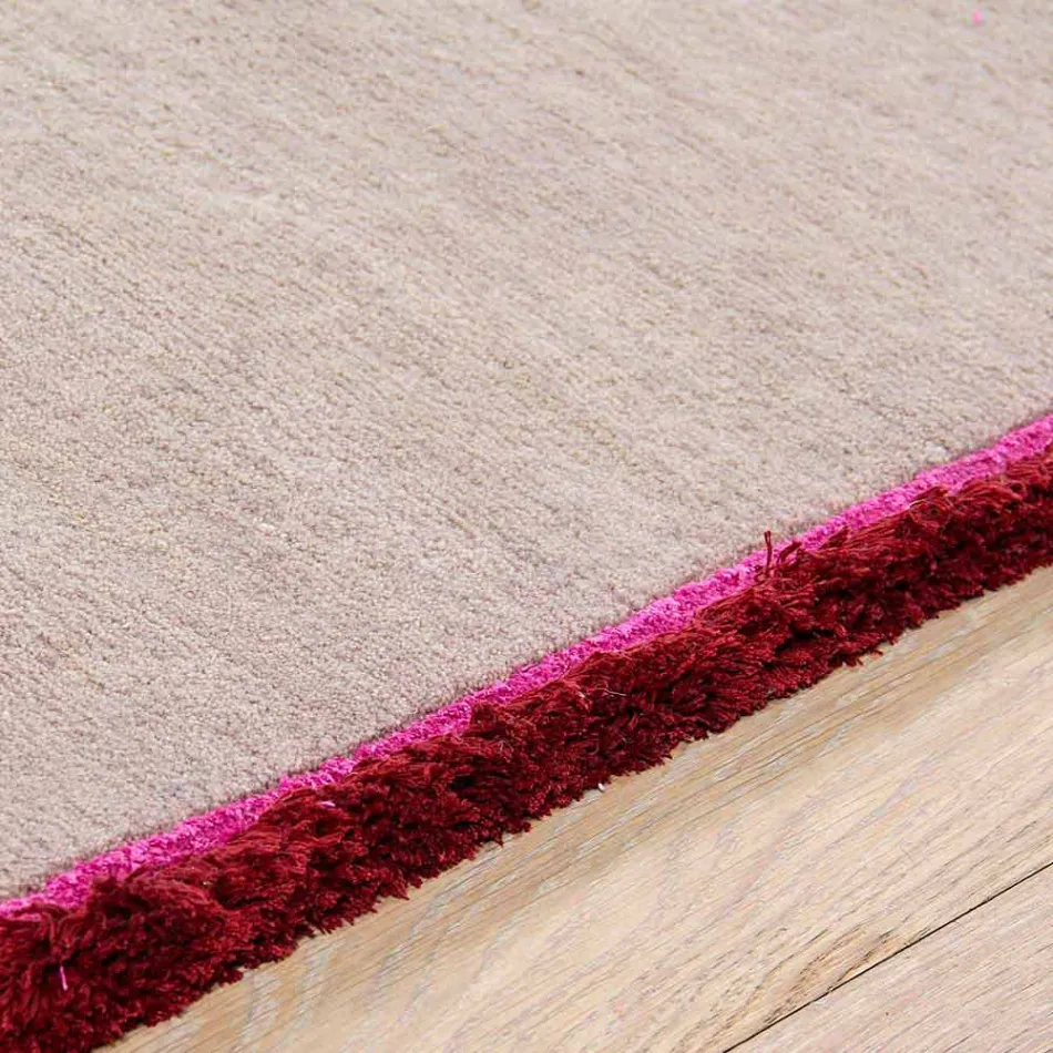 Viscose and Cotton Rug with Colored Fringes in Silk Modern Design - Garbino Viadurini