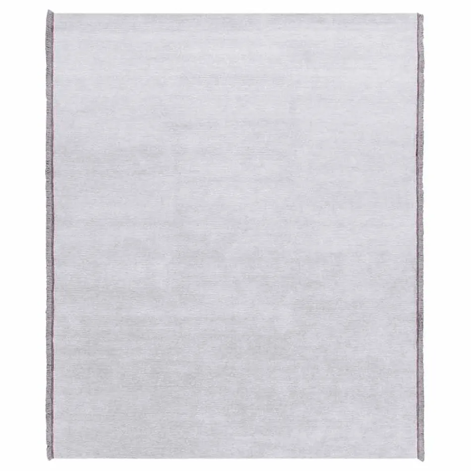 Viscose and Cotton Rug with Colored Fringes in Silk Modern Design - Garbino Viadurini