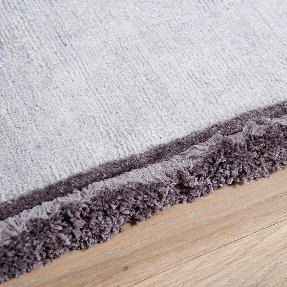 Viscose and Cotton Rug with Colored Fringes in Silk Modern Design - Garbino Viadurini