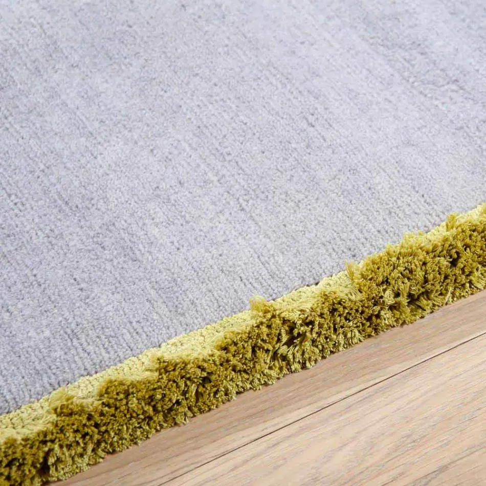 Viscose and Cotton Rug with Colored Fringes in Silk Modern Design - Garbino Viadurini