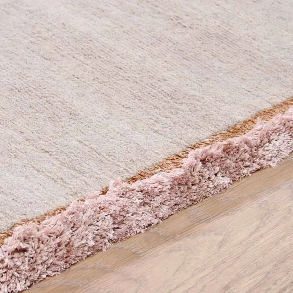 Viscose and Cotton Rug with Colored Fringes in Silk Modern Design - Garbino Viadurini