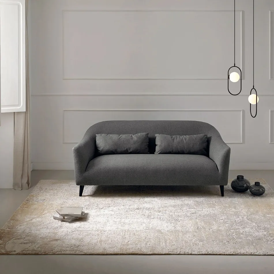 Modern Elegant Design Living Room Carpet in Bamboo Silk and Wool - Pasha Viadurini