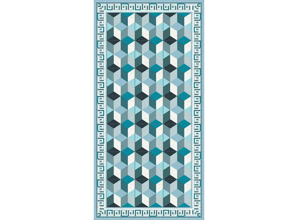 Modern Living Room Carpet in Pvc and Polyester with Geometric Pattern - Romio Viadurini