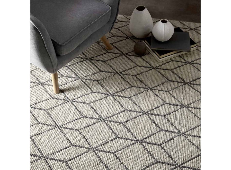Modern Hand-Woven Carpet with Geometric Design in Wool for the Living Room - Geome Viadurini