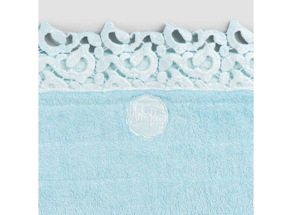 Bath Mat in Terry Cotton and Linen with Poema Lace 2 Colors - Cuorotto