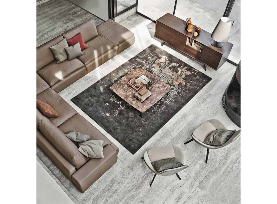 Luxury Rectangular Living Room Carpet in Wool, Cotton and Viscose Made in Italy Viadurini