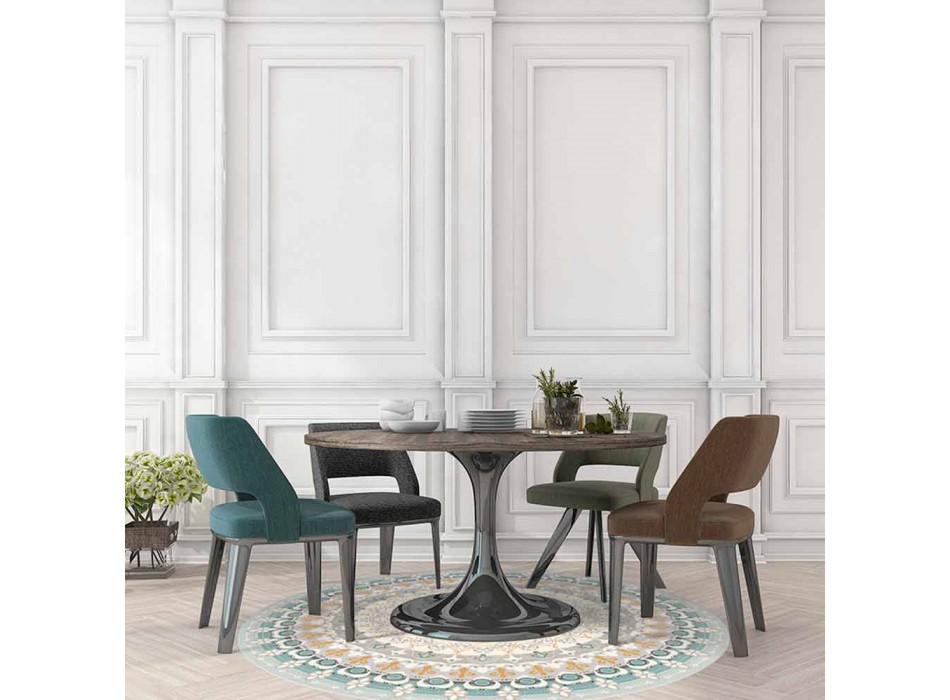Modern Style Round Patterned Vinyl Rug for Kitchen - Rondeo Viadurini