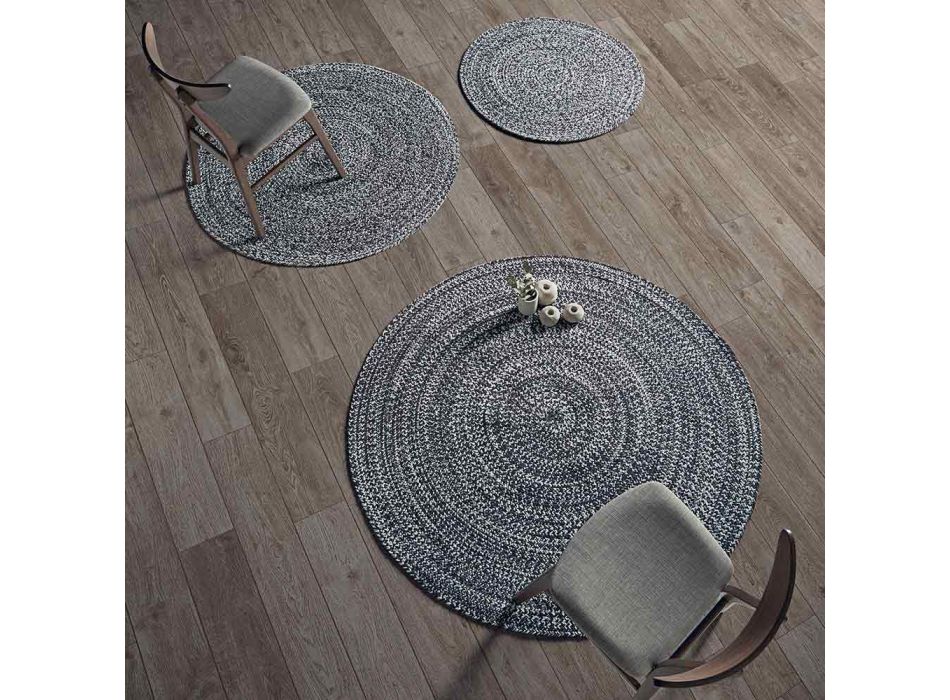 Modern Round Living Room Carpet in Hand-Woven Cotton - Redondo Viadurini