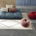 Wool and Cotton Living Room Carpet with Modern Geometric Design - Metria Viadurini