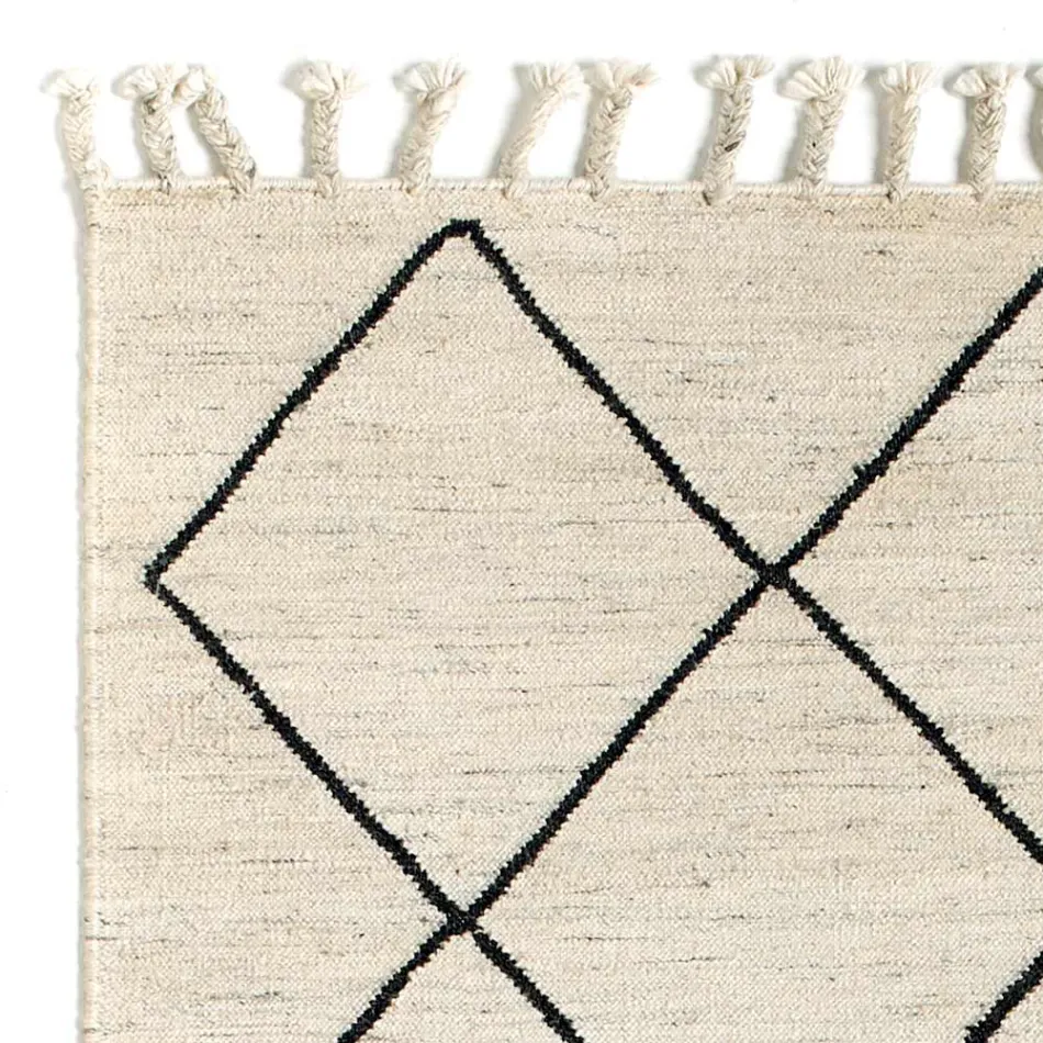 Modern Living Room Carpet with Geometric Pattern in Wool and Cotton - Metria Viadurini
