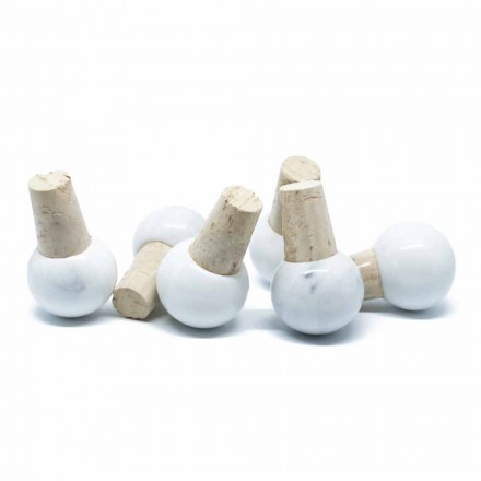 Wine Stopper in Colored Marble and Cork, Italian Design 6 Pieces - Pact Viadurini