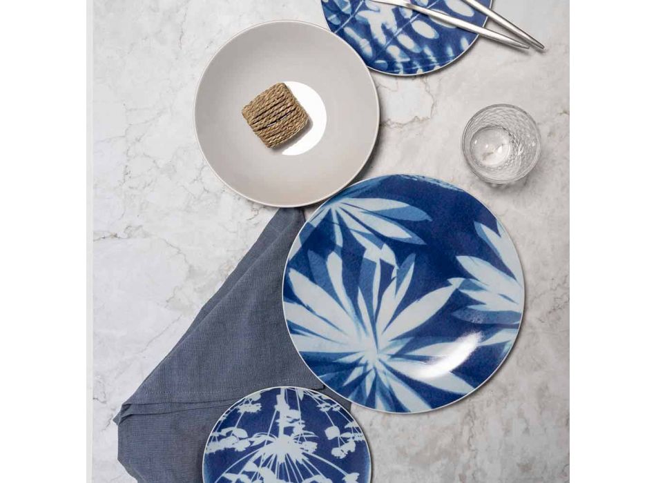 Porcelain Colored Laid Table Full Service 18 Pieces - Geyser Viadurini